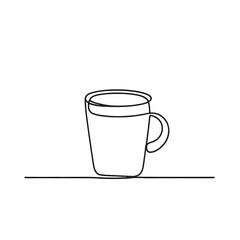 Continuous Line Drawing, Black on White, Minimalist Coffee Mug Design