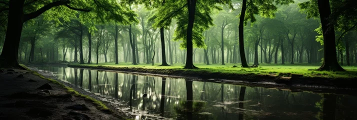 Foto op Plexiglas Misty Rainforest Walkway © Vladimir