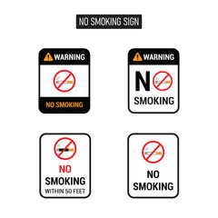 Set of Vector Illustrations for Prohibition Signs against Smoking
