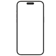 Front side photo of gray smartphone similar to iphone without background. Template for mockup	
