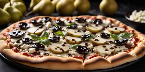 close up of pizza with olives