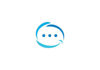 happy smile with talk chat communication icon logo design