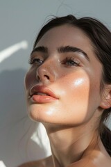 Portrait of Woman with Flawless Skin in Soft Natural Light