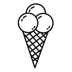 Outline of ice cream in a waffle cone. Ice cream icon