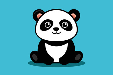 Cute panda sitting cartoon vector icon illustration animal nature icon concept isolated flat vector
