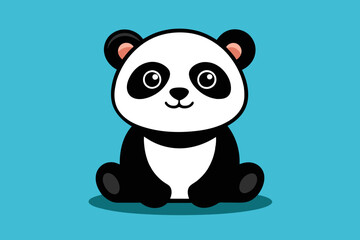 Obraz premium Cute panda sitting cartoon vector icon illustration animal nature icon concept isolated flat vector