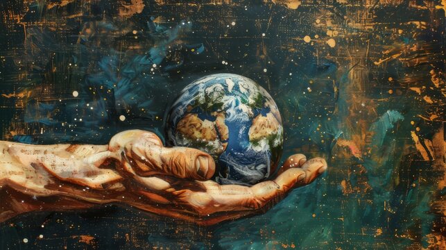 A classic painting with the theme of protecting the earth.