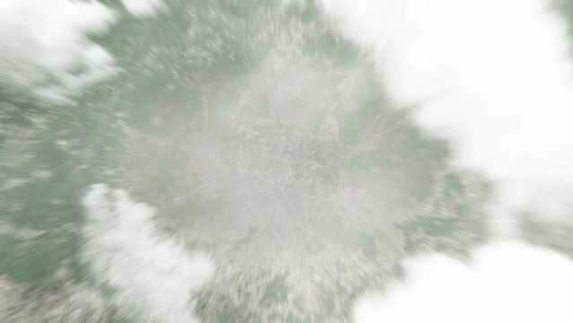 Earth zoom in from space to Sialkot City, Pakistan. Followed by zoom out through clouds and atmosphere into space. Satellite view. Travel intro. Images from NASA