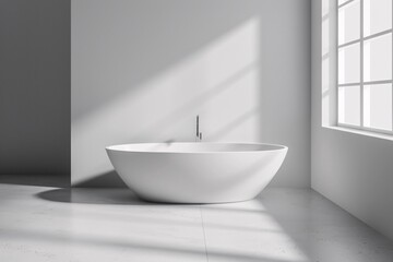 Fototapeta na wymiar a white bathtub in a room