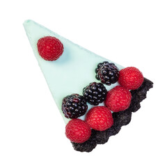 fresh blueberry tart piece isolated on a white background - 768156260