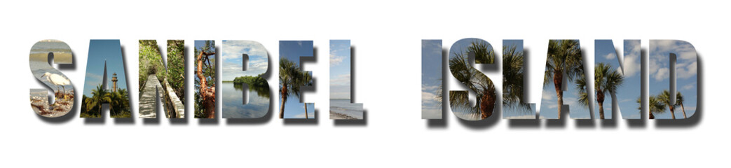 Sanibel Island Florida header collage on white - 768156298