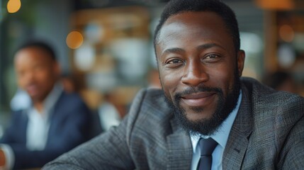 African American Male Entrepreneur On Board Of Directors In Corporate Office.  - obrazy, fototapety, plakaty