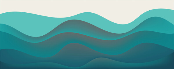 Fototapeta premium Sea waves layer vector background illustration. Sea beach vector illustration. 