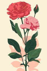 Sweet rose. Beautiful flat illustration on white background