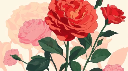 Foto op Plexiglas Sweet rose. Beautiful flat illustration on white background © Daniil
