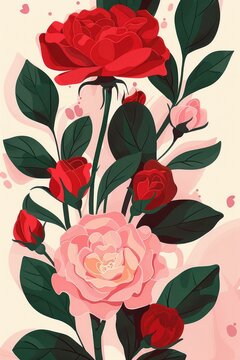 Sweet rose. Beautiful flat illustration on white background