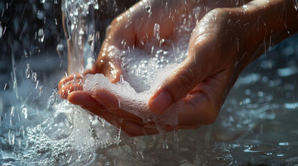 Clean Hands Under Flowing Water - obrazy, fototapety, plakaty