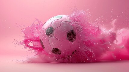 Pink Soccer Ball With Water Splash
