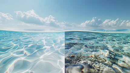 Clean Water vs. Pollution: A Juxtaposition of Vital Resources - obrazy, fototapety, plakaty