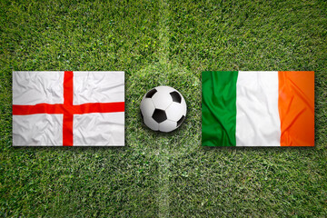 England vs. Ireland flags on soccer field
