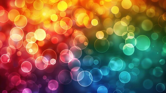 Abstract colorful bright glitter blurry light bokeh background. AI generated image