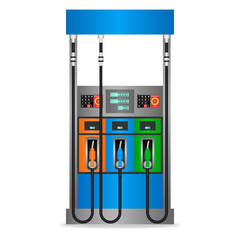 Gas Pump at Gas Station. Vector Illustration Isolated on White Background. 