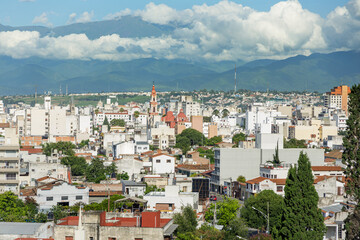 Fototapeta na wymiar Aerial view of the city of Salta in Argentina.