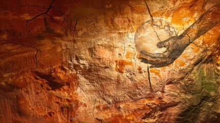 An ancient drawing in a cave that is thousands of years old. Paintings of hands holding the planet Earth. Guarding the earth.