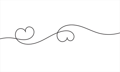 Single doodle heart continuous wavy line art drawing on white background. vector illustration. EPS 10