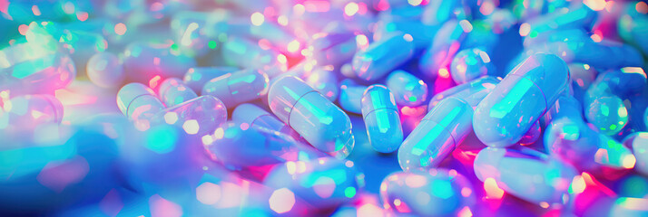 Fototapeta na wymiar Colorful Medication Variety on Pastel Background.