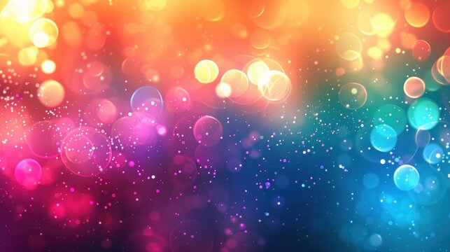Abstract colorful bright glitter blurry light bokeh background. AI generated image