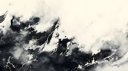 Papier peint Gris 2 Black ink wash painting of a landscape with Japanese oriental style.