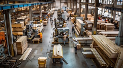 Busy Warehouse Filled With Wooden Furniture