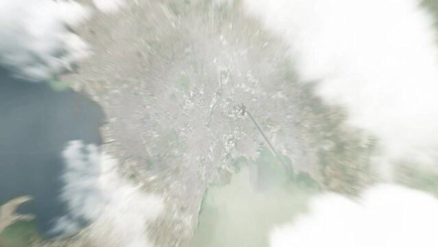 Earth zoom in from space to Pasig City, Philippines. Followed by zoom out through clouds and atmosphere into space. Satellite view. Travel intro. Images from NASA