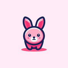 Illustration of a pink rabbit in vector format.
