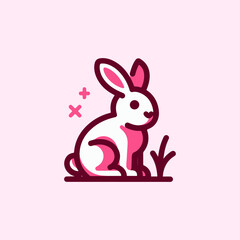 Pink rabbit vector icon with a playful design