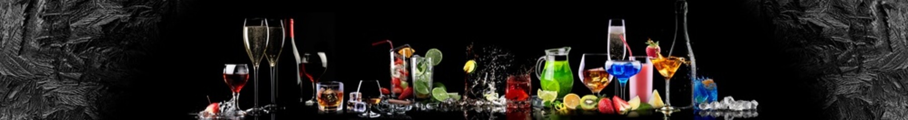 Cocktails on a black background