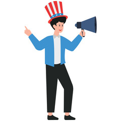 Man announcing USA independence day Illustration