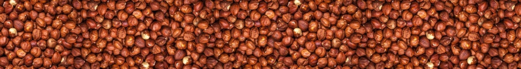 Hazelnuts scattered in skins