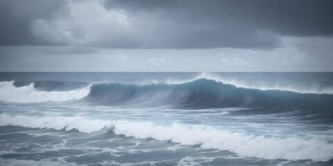 Obraz premium Stormy clouds unleash their fury on the churning sea