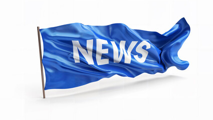 The word "NEWS" on a blue flag-like banner.