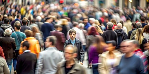 Blurred crowd of unrecognizable at the street
