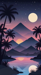 Naklejka premium Lunar Love Song illustration mobile wallpaper