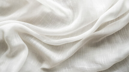 Close-Up Textured Linen, Crisp White Fabric Detail, Elegant Natural Background