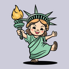 Vector liberty statue with funny pose.United States Independence Day
