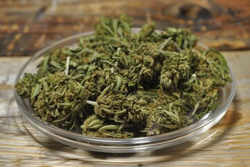 Fototapeta na wymiar Dried cannabis in jars