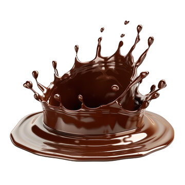 Splash of liquid chocolate isolated on Transparent Background PNG