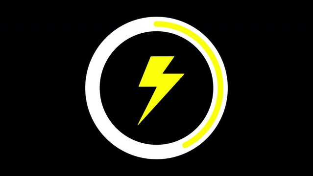 Power symbol animation icon on transparent background with alpha channel.