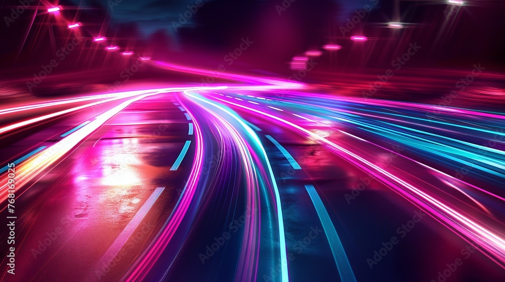 Poster vector artwork illustrating dynamic light motion and high-speed effects, capturing traffic motion an
