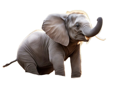 isolated show white backgroun elephant baby young sit animal wildlife mammal background clipping path trunk nature circus proboscis power wild grey strong large big ivory huge ear herbivore colours